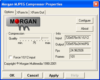 DirectShow compressor settings